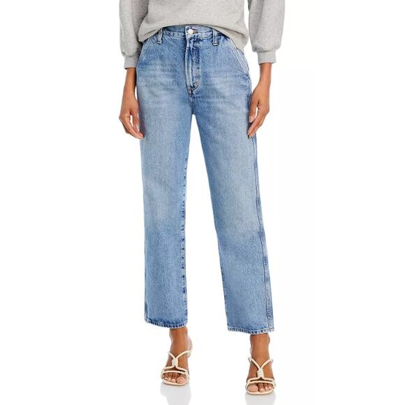AGOLDE WOMENS 27 COOPER HIGH RISE STRAIGHT TROUSER JEANS COMMAND BLUE NEW - Picture 1 of 14
